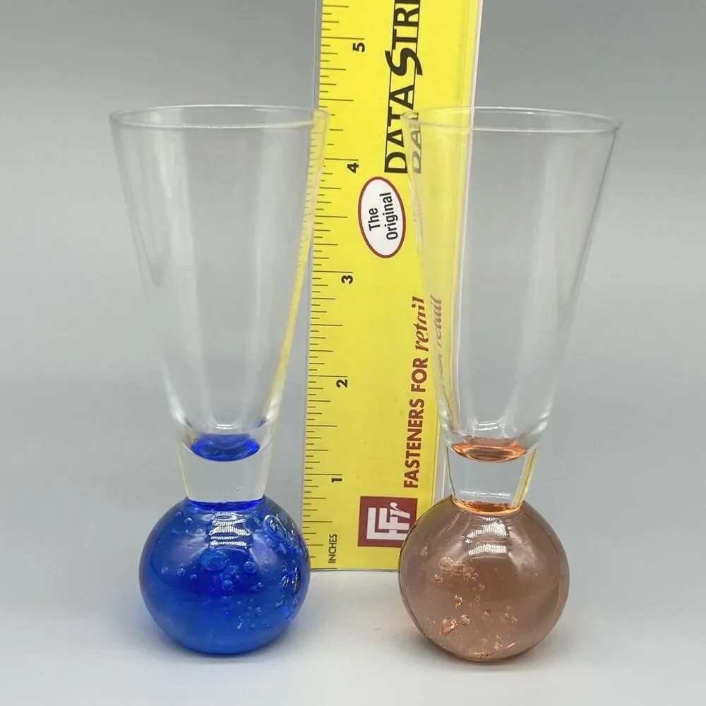 VTG Controlled Bubble Cordial Shot Glass 4.5” Toothpick Bud Vase Ball Base MCM
